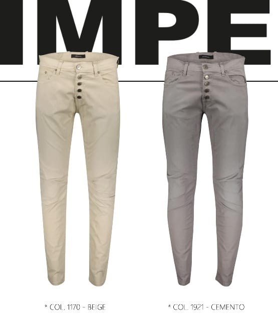 Baumwoll Hose mit Knopfleiste beige - Imperial