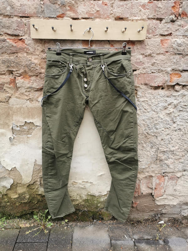 Baumwoll Hose mit diagonaler Knopfleiste militare - Imperial