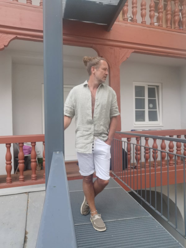 Baumwoll Shorts mit Knopfleiste weiß - Imperial