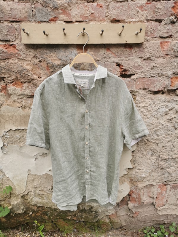 Leinen Kurzarm Hemd olive - Colours and Sons