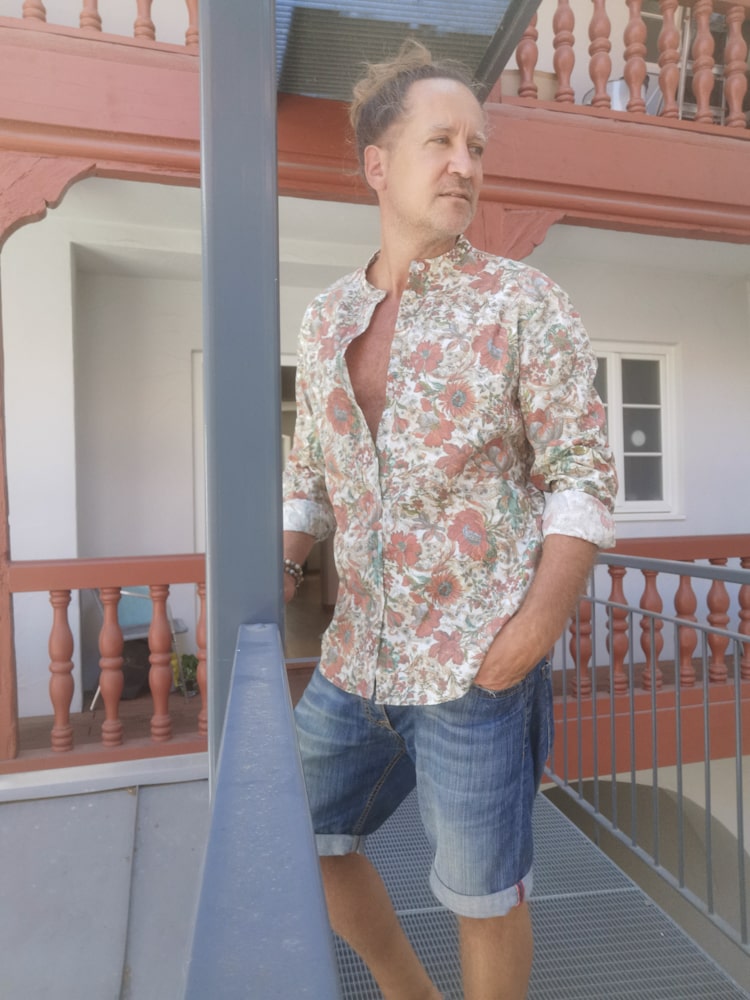 Stehkragen Hemd flowerprint - Imperial