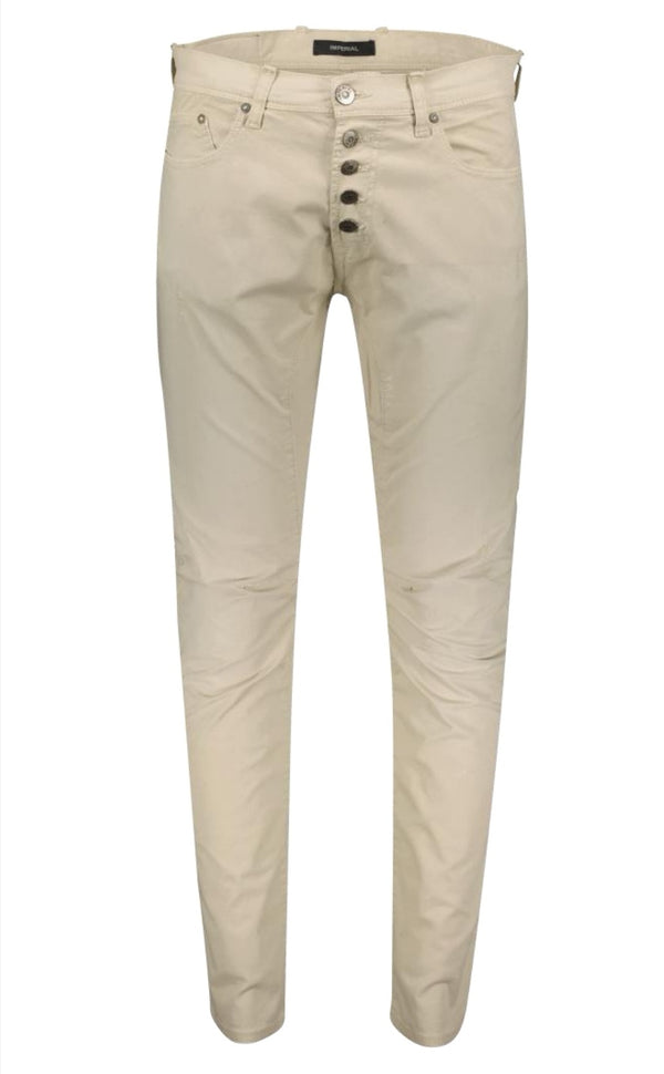 Baumwoll Hose mit Knopfleiste beige - Imperial