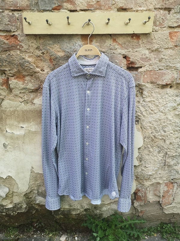 Hemd blau mit Muster  - Fil Noir