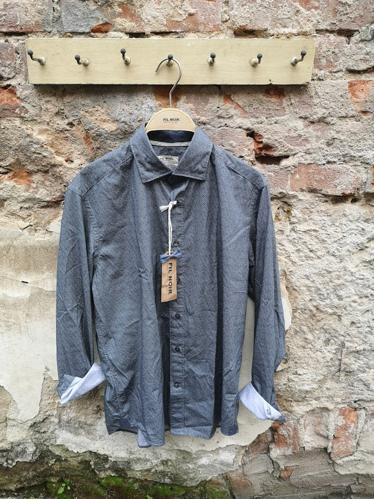 Hemd graublau mit Muster - Fil Noir