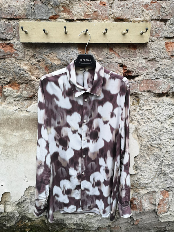 Hemd bordeaux/weiß flowerprint - Imperial