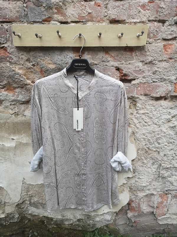Stehkragen Hemd beige Paisleymuster  - Imperial