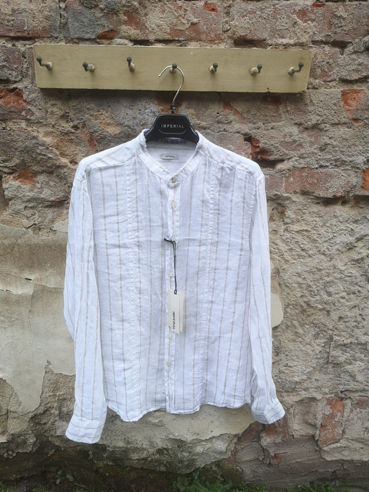 Stehkragen Hemd weiß/beige - Imperial