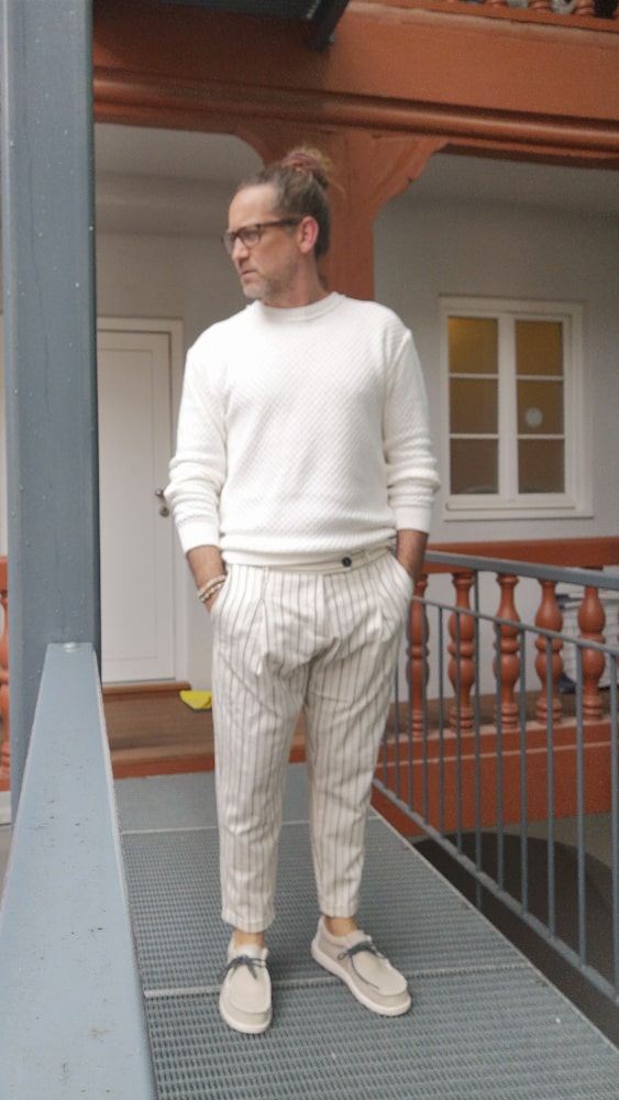 Hose beige schwarz gestreift - Imperial