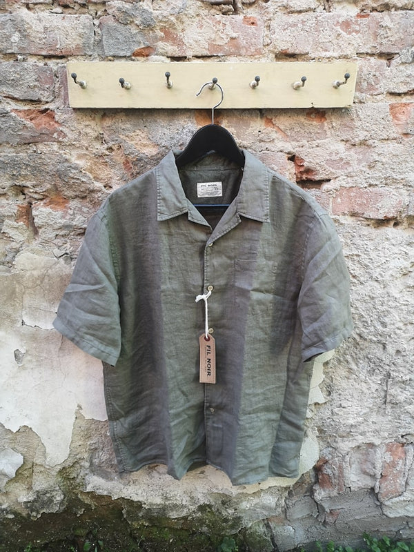 Leinen Kurzarm Hemd khaki - Fil Noir