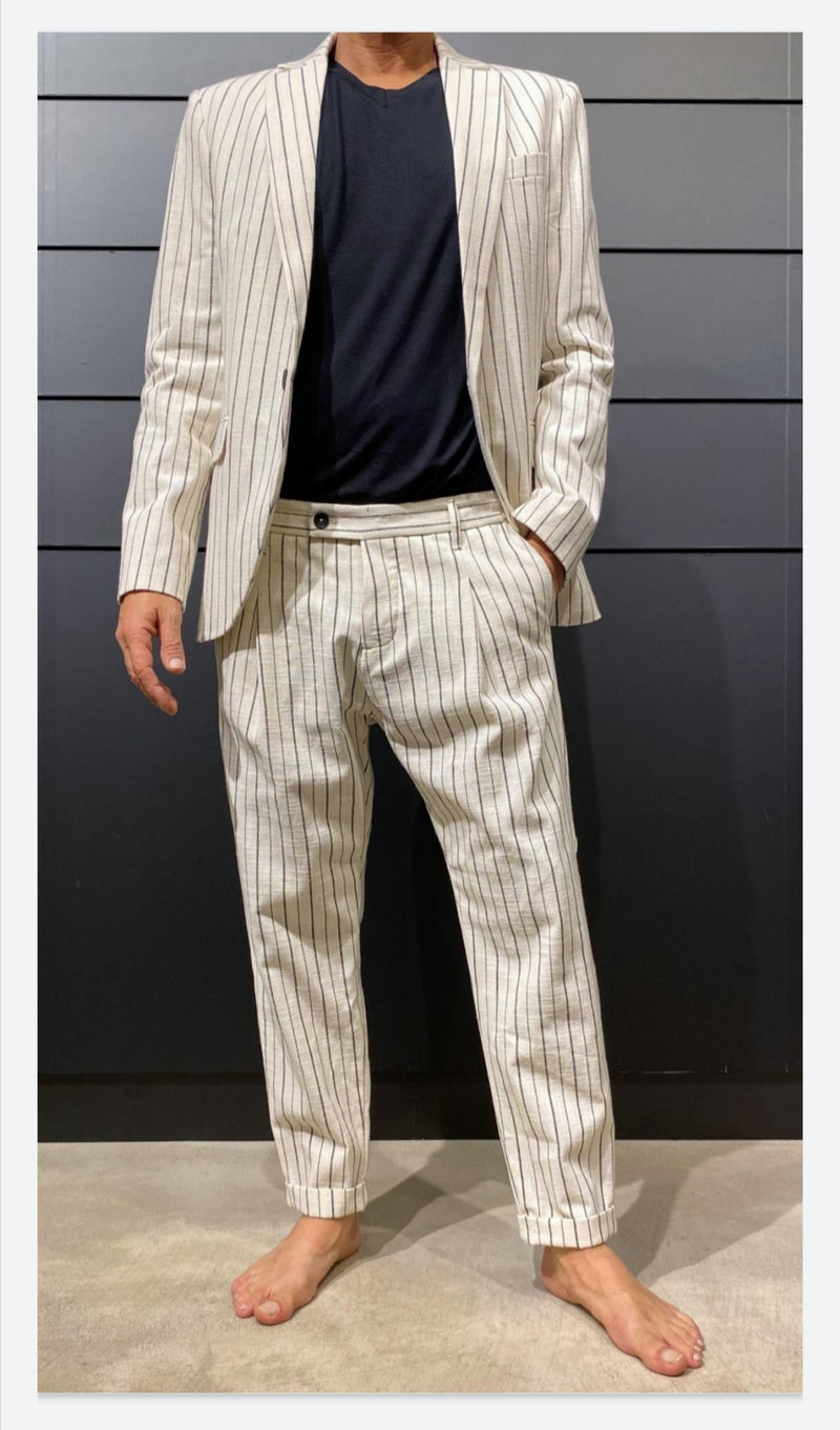 Hose beige schwarz gestreift - Imperial
